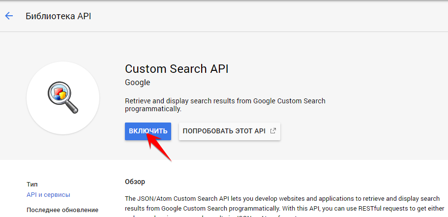 включение Custom Search на странице с описанием сервиса